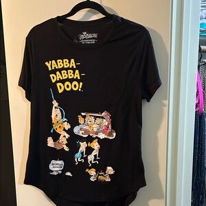 Black Flintstones Women’s Tee with Cartoon Print